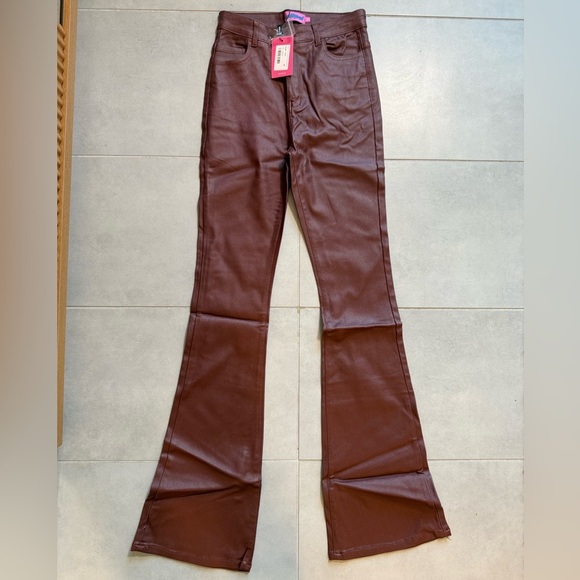 Edikted Faux Leather Chocolate Brown Pants - Picture 8 of 11